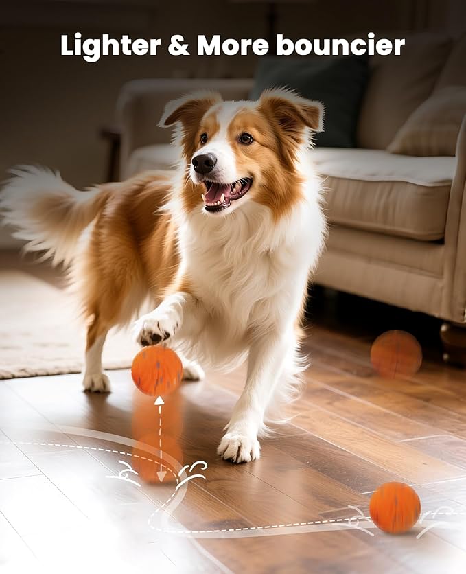 Smart Interactive Dog Balls, Automatic Moving Ball for Medium and Large Dogs, E-TPU New Material, Motion Activated Rolling & Rotating Bouncy Toy for Dog Enrichment & Stimulation