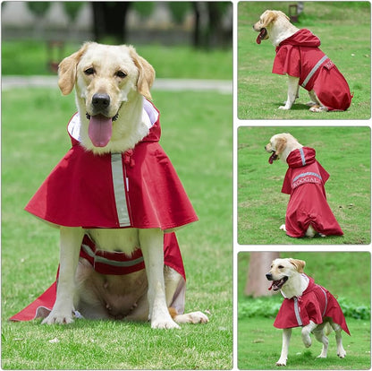 Pet Large Dog Raincoat Apparel Poncho Waterproof for Medium Large Sized for Dog Raincoat Clothes Jacket,Pet Dog Rain Jacket (Red,5XL)