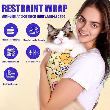 XANGNIER Cat Wrap for Grooming,Cat Restraint Wrap for Cutting Nails,Fabric Burrito Wrap for Nail Clipping, Anti-Scratch, Anti-Escape,Multifunctional Swaddle Wrap Pet Tool (20.8 x 20.8 Inch)