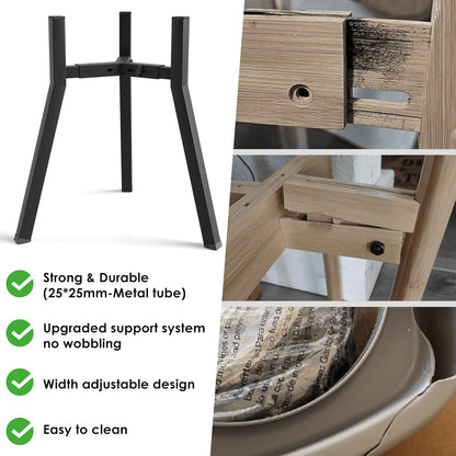 Elevated Dog Bowl Stand for Large Dogs, Adjustable Width 8.2-12.6", 16.9" Tall Single Raised Dog Food Water Stand,Bowl Not Included