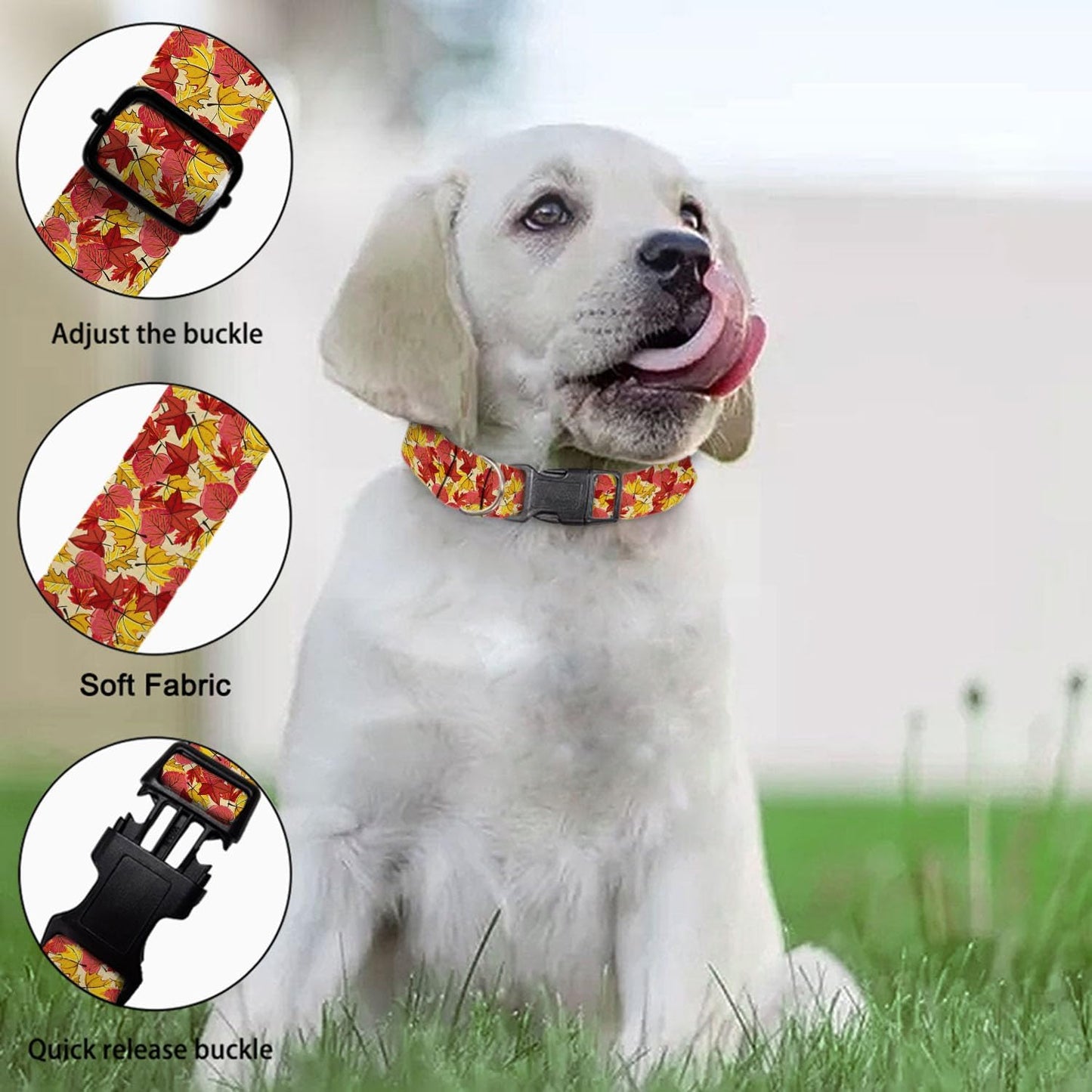 Autumn Maple Leaf Pet Collars Dog Collars Soft Elastic Neck Strap for Female Male Puppy Cats