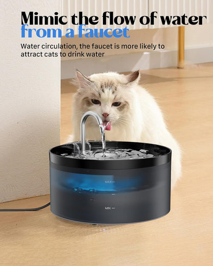 Cat Water Fountain for Cats Indoor: GIOTOHUN Cat Fountain Contains 6 Filters + 3 Sponges - 108oz/3.2L Black Cat Drinking Founttain - Silent Pet Water Fountain for Drinking - Faucet Pet Fountain
