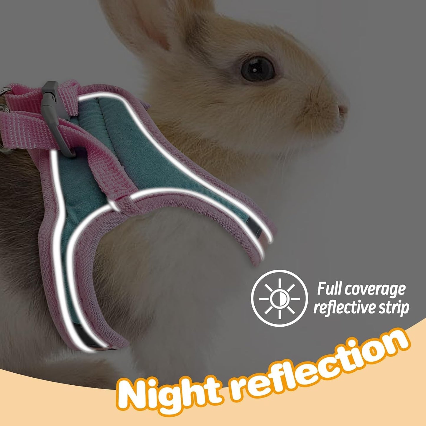 PINVNBY 2 Pack Bunny Hsrness and Leash Set Adjustable Rabbit Harness with Reflective Strips Double Buckle Pet Vest Eescape Proof for Small Rabbit Kitten Puppy Walks Accessories (Pink Green, S)