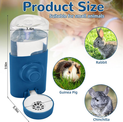 Rypet Hanging Rabbit Water Bottle Cage, 21oz Guinea Pig Water Bottle Dispenser, Automatic Small Pet Cage Water Feeder for Bunny Chinchilla Hamster Hedgehog Ferret Rat Gerbil Small Animal (Blue)