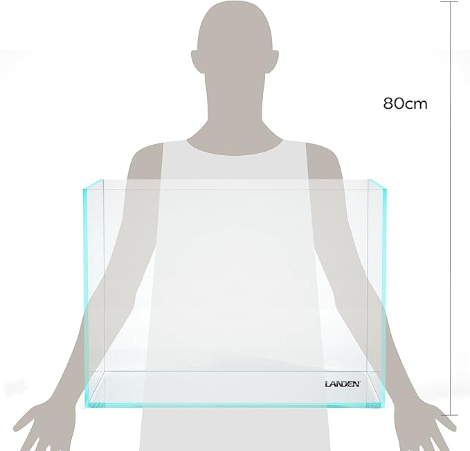 Landen 60H 30 Gallon Rimless Low Iron Aquarium Tank, 23.6" W × 17.7" D × 17.7" H (60cm x 45cm x 45cm) 8mm Thickness with Black Nano Foam Leveling mat Included