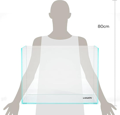 Landen 60H 30 Gallon Rimless Low Iron Aquarium Tank, 23.6" W × 17.7" D × 17.7" H (60cm x 45cm x 45cm) 8mm Thickness with Black Nano Foam Leveling mat Included