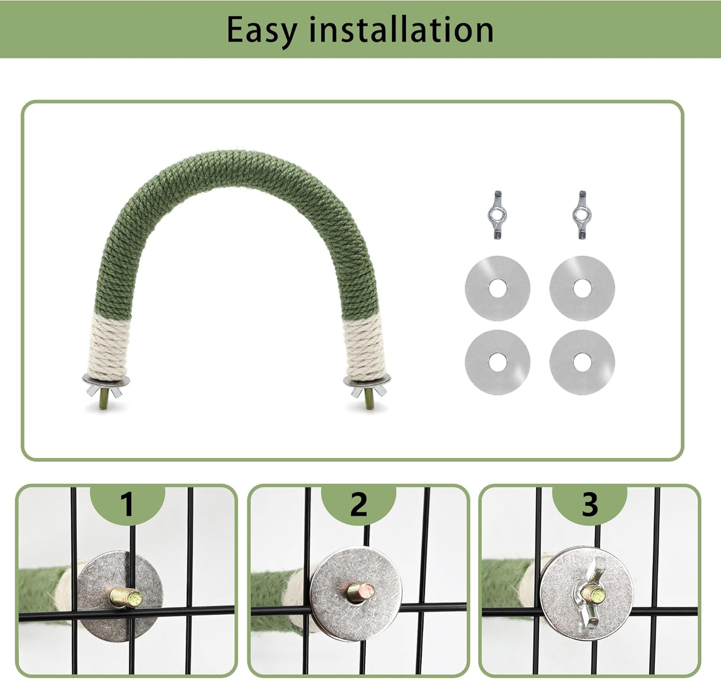 2 Pcs Medium Bird Stand Perch U Shape Hemp Rope Green Wood Parrot Perches for Medium Birds,Parakeets Macaw Cockatiels Conures Love Birds Finches,Bird Training Educational Stand Toys (M,2 Pack)