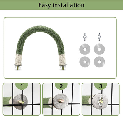 2 Pcs Medium Bird Stand Perch U Shape Hemp Rope Green Wood Parrot Perches for Medium Birds,Parakeets Macaw Cockatiels Conures Love Birds Finches,Bird Training Educational Stand Toys (M,2 Pack)