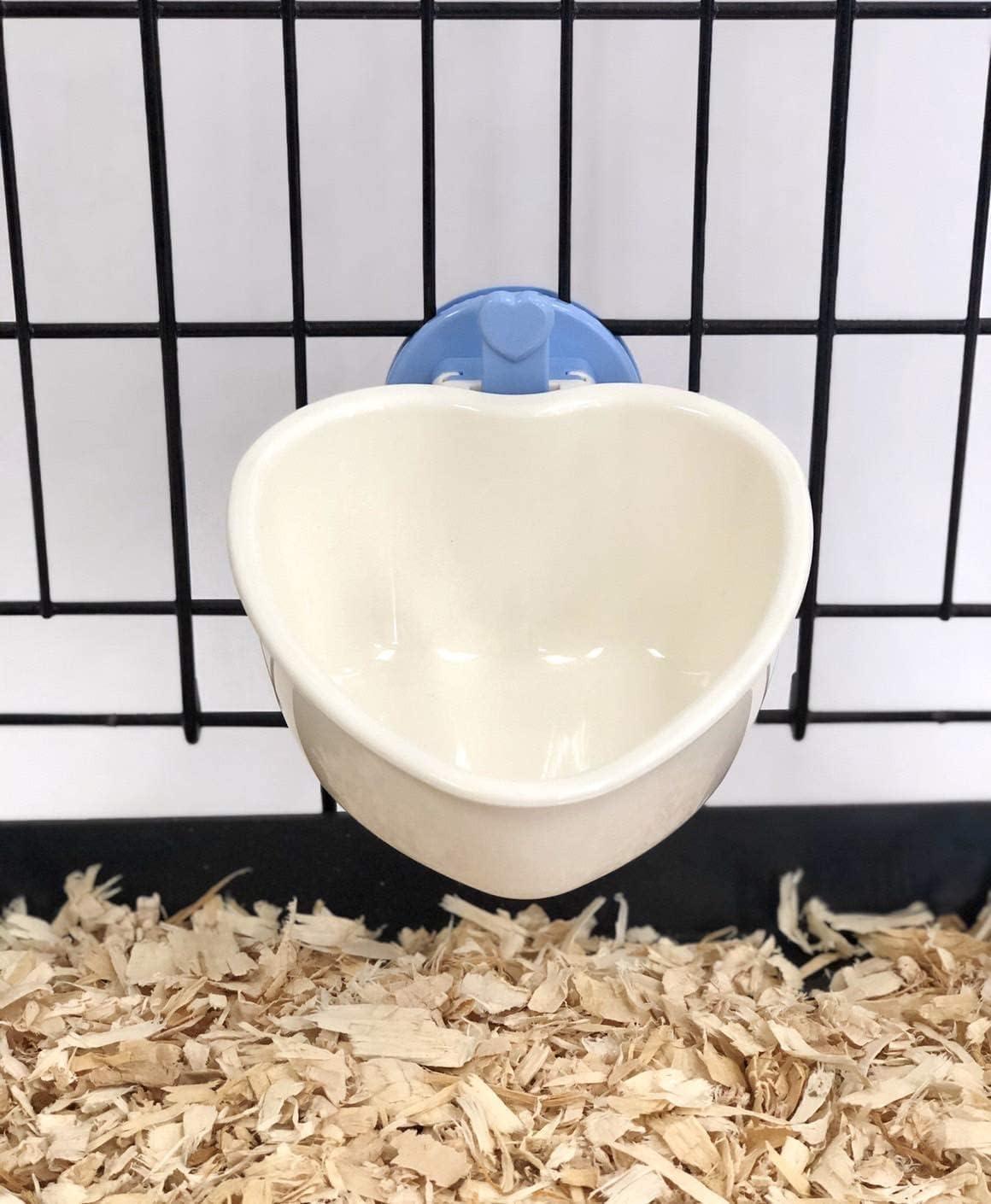 Choco Nose Patented Removable Heart Shaped Food Bowl for Dogs/Puppies/Rabbits/Cats/Guinea Pigs/Chinchillas/Birds -Water Dish for Small Pets or Animals - for Wire Cages or Crates 8 oz, Blue (C607)