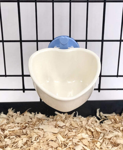 Choco Nose Patented Removable Heart Shaped Food Bowl for Dogs/Puppies/Rabbits/Cats/Guinea Pigs/Chinchillas/Birds -Water Dish for Small Pets or Animals - for Wire Cages or Crates 8 oz, Blue (C607)