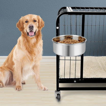Dog Bowl Stainless Steel Dog Bowls Pet Hanging Food Water Bowl Cage Feeding Cup Feeder for Dogs Cats Rabbits Birds Small Animal (X-Large (2pcs)