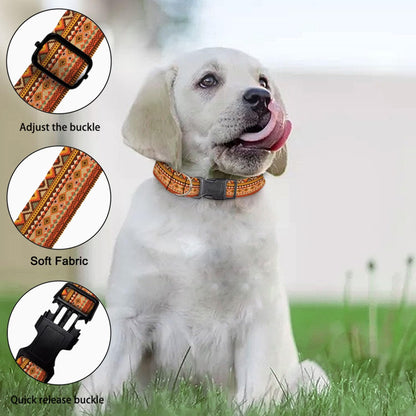 Brown Bohemian Aztec Pattern Dog Collar Cat Big Neck Collars Soft for Small Extra Large Heavy Duty Pet Dogs