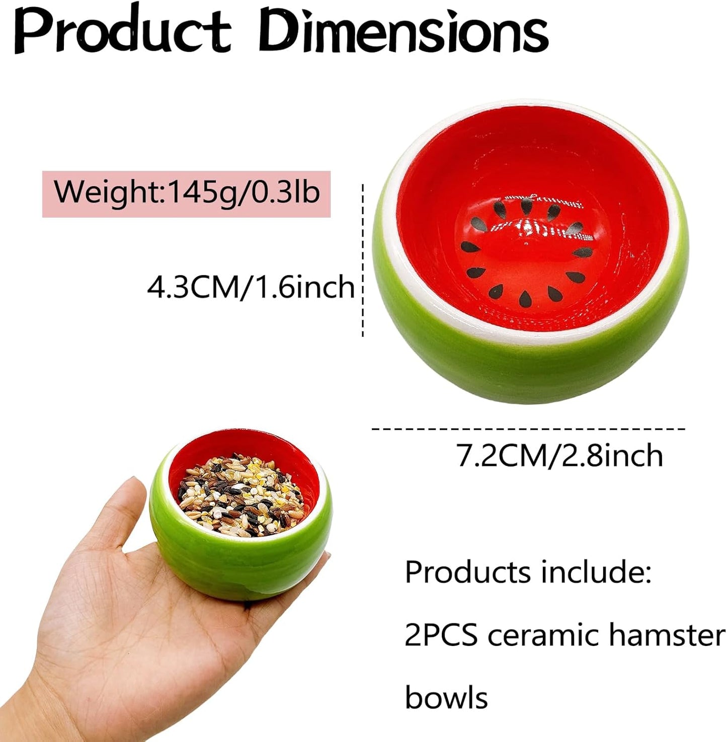 Hamiledyi Hamster Bowl Ceramic Food Water Feeding Dish Guinea Pig Water Rat Bowl for Gerbil Mouse Chinchilla Hedgehog Sugar Glider(2PCS)