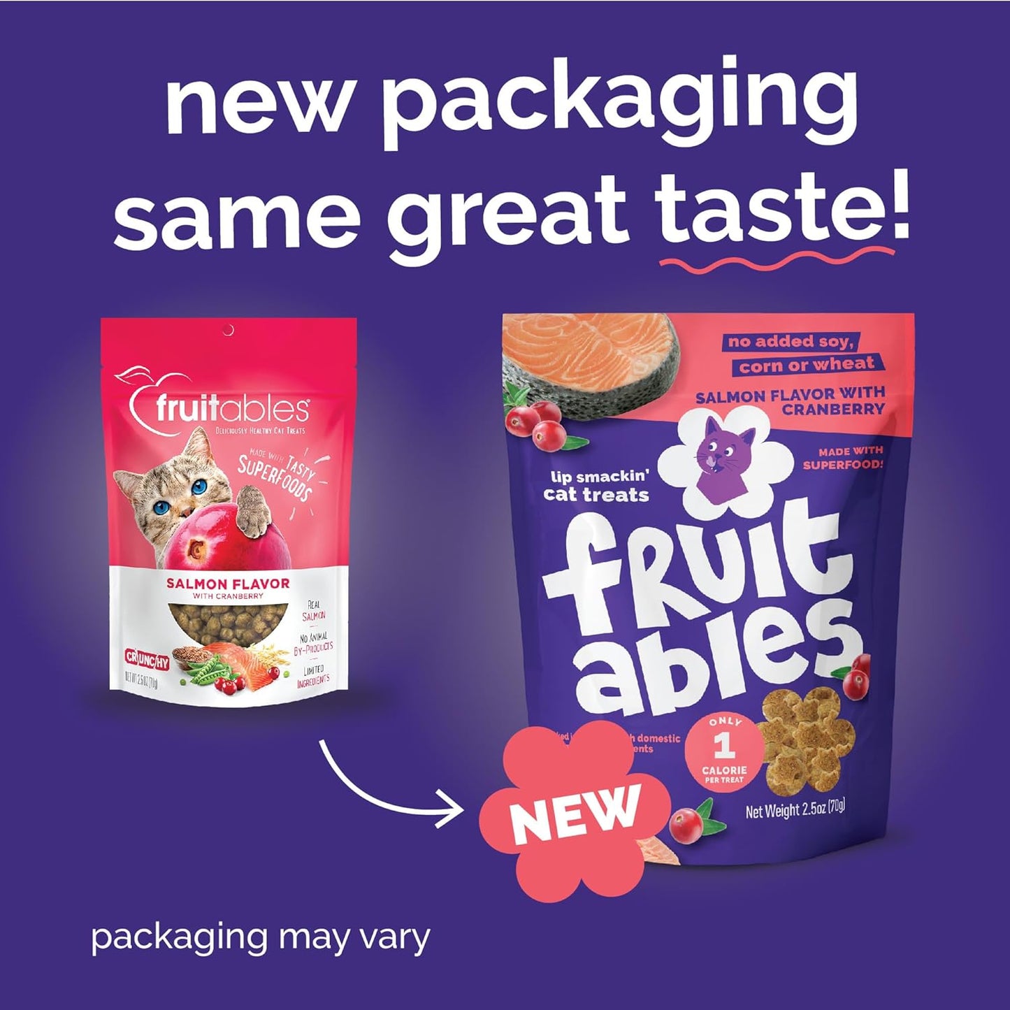 Fruitables Cat Treats Crunchy Cat Treats, Healthy Low Calorie Kitten Snacks, Made Without Wheat, Corn and Soy, Kitten Essentials, Made with Real Salmon and Cranberry, 30 Ounces