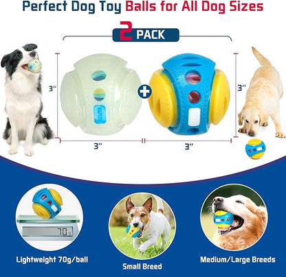 2 Pack Giggle Ball for Dogs, Interactive Dog Toys for Treat Dispensing, Glow Ball Durable Puppy Toys to Keep Them Busy, Multifunctional Dog Toys for Teething/Slow Feeder/IQ Training/Playing