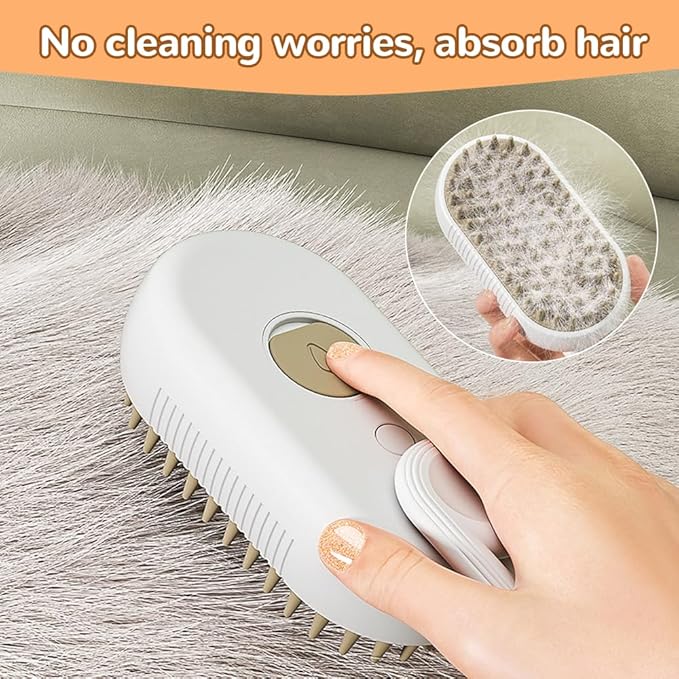2025 New Pet Steam Groomer Brush, 3 in 1 Cat Steam Brush for Massaging and Cleaning Shedding Hair, Upgrade Pet Steam Groomer Comb Multifunctional Hair Removal Comb for Cats Dogs (White)