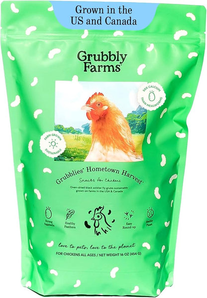 Grubblies - Black Soldier Fly Larvae for Chickens - Chicken Treats Grown in The US and Canada - for Strong Eggshells and Healthy Feathers - Grubblies Hometown Harvest 1LB