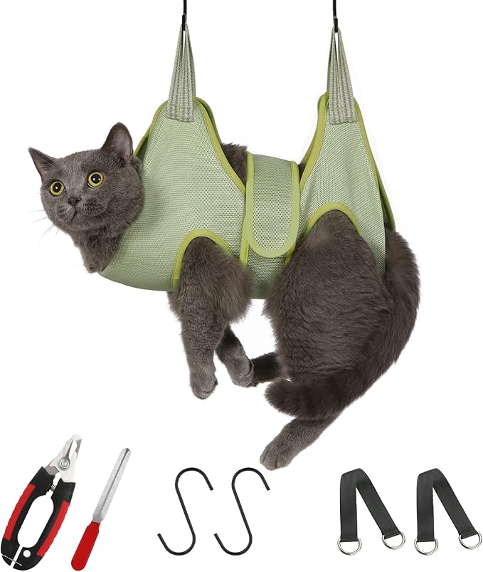 Guzekier Cat Grooming Hammock Harness for Cats, Cat Nail Clipper