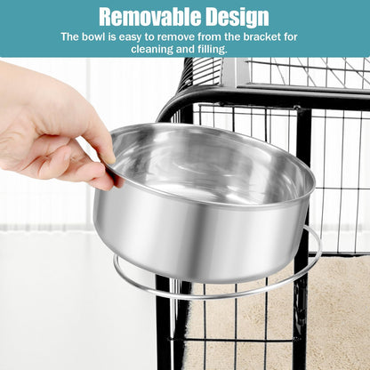 Dog Bowl Stainless Steel Pet Hanging Food Water Bowl Cage Feeding Cup Feeder for Dogs Cats Rabbits Birds Small Animal (X-Large)