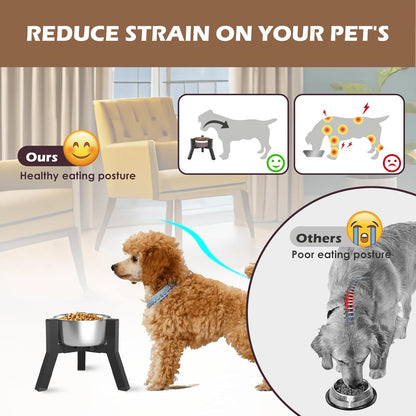 Elevated Dog Bowl Stand for Small Dogs, Adjustable Width 5-8", Raised Dog Food Water Bowls Holder, Bowl Not Included