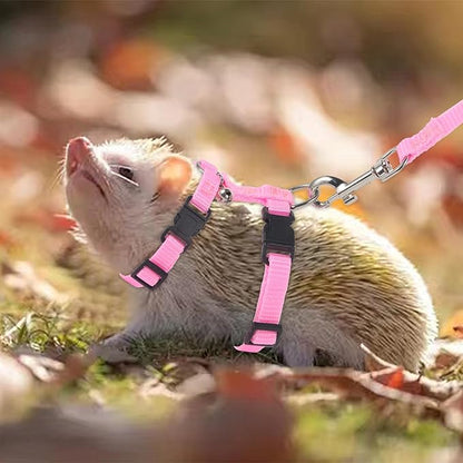 Adjustable Hedgehog Harness for Training Playing Traction Rope Small Animal Pet Outdoor Play (Pink, Small)