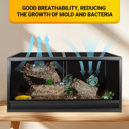 REPTI ZOO Reptile Enclosure 48x24x24 inch, 4x2x2 120 Gallon Bearded Dragon Tank, Reptile Terrarium for Ball Python Snake Gecko Turtle, Light Weight Wooden Habitat Cage