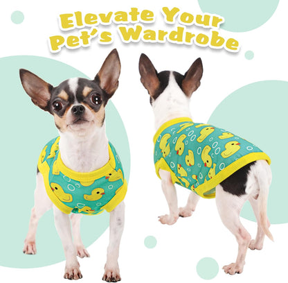 Adorable Yellow Duck Dog Shirt: Lightweight Polyester Cartoon Puppy Vest, Small Medium & Large Dog T-Shirt, Summer Pet Clothes, Cute Dog Apparel, Breathable Dog Tank Top XL