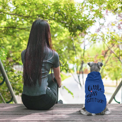 Cat Hoodies for Cats Puppy Pet Clothes Cat Apparel Little Miss Attitude Print Dog Hoodie for Small Medium Dogs Outfits for Kittens(Royal Blue,M)