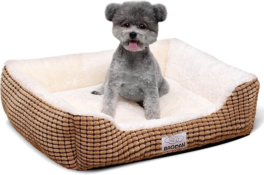 Dog Beds for Small Medium Dogs Washable, Calming Dog Bed Small Size Dog, Orthopedic Dog Bed, Warming Soft Calming Sleeping Puppy Bed Durable Pet Bed with Anti-Slip Bottom (25 inch, Coffee)
