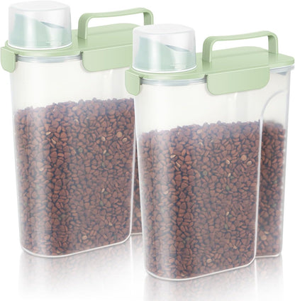 5Lbs /6Qt/5L Airtight Cat Dog Food Storage Container with Upgraded Large Nozzle BPA-Free, Pet Food Storage Containers for Rice, Grain, Pet Food, Flour, Dog Treat Storage-2 Pack Green