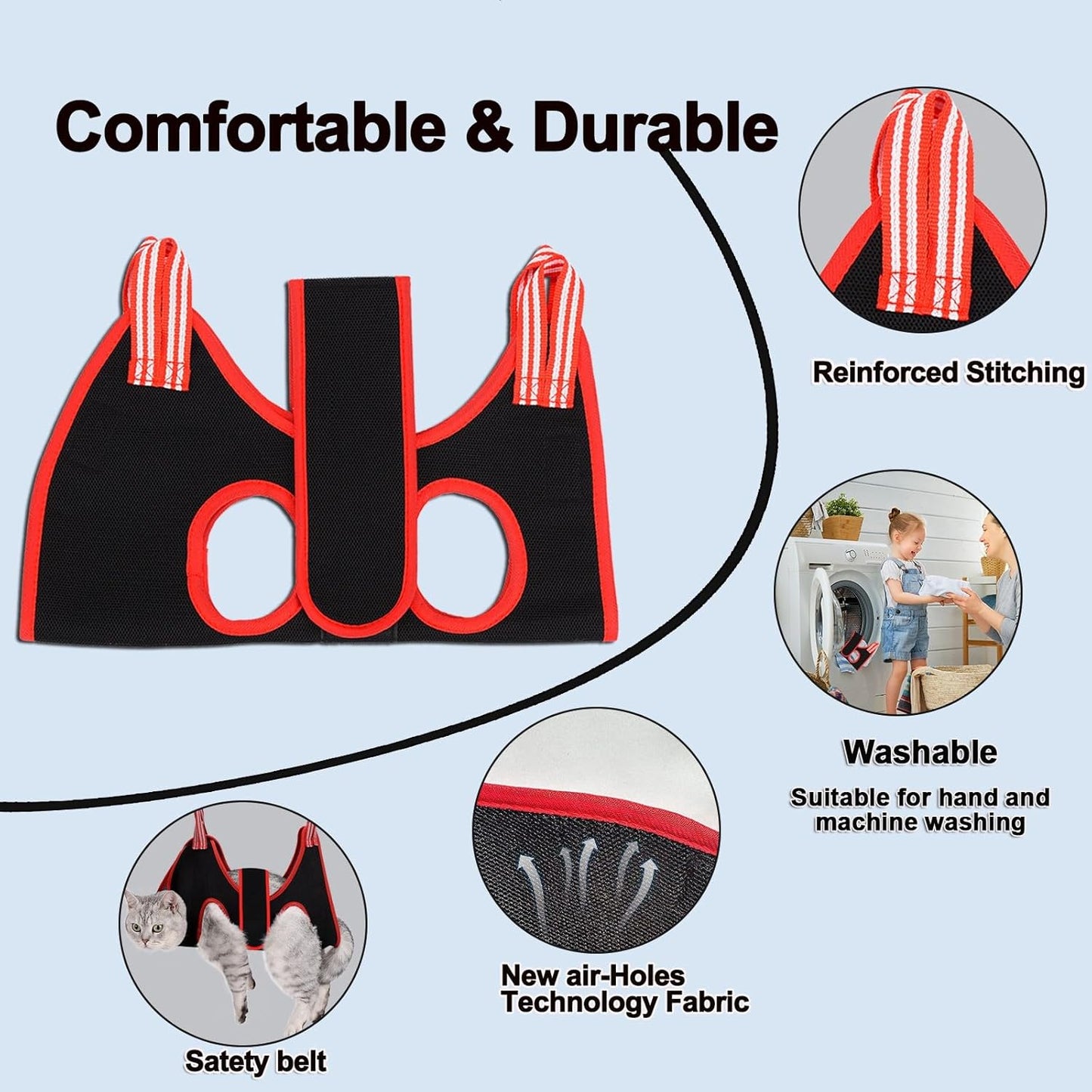 Cat Grooming Hammock Harness for Small Dogs,Pet Hammock Restraint Bag,Dog Grooming Sling for Trimming Nail and Ear/Eye Care(XS Size,6.5")