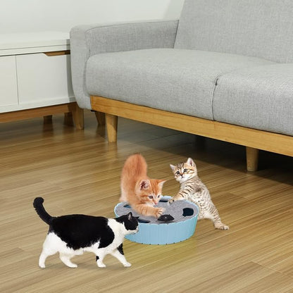 Pawaboo Interactive Cat Toy with Running Mouse, Electronic Motion Cat Toy Automatic Teaser for Indoor Cats, Pop and Play Hide Seek Cats Toys Hunting Mouse for Pet Kitten Play Fun Exercise, Blue