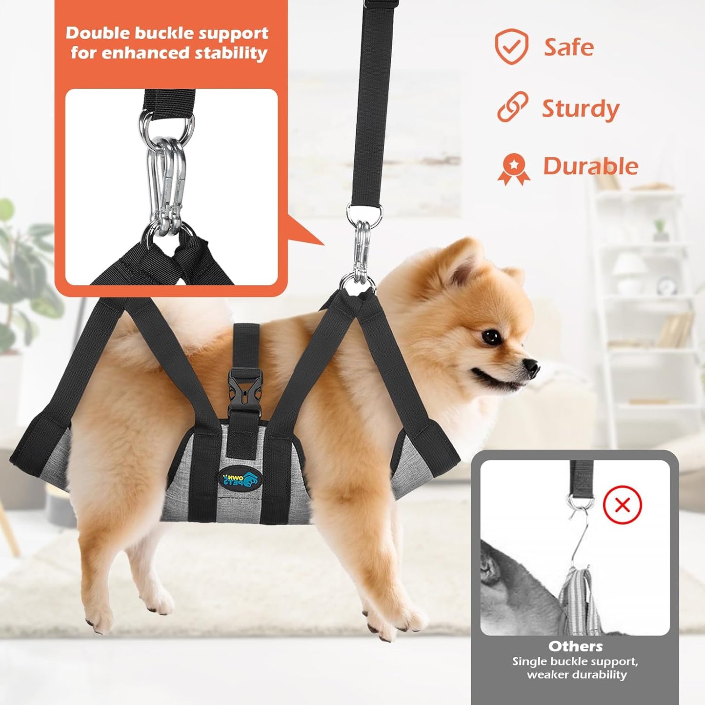 Ownpets Pet Grooming Hammock, Breathable Dog Grooming Hammock with Carabiners, Pet Grooming Harness Sling for Grooming, Hair Nail Trimming Cutting & More (XS)