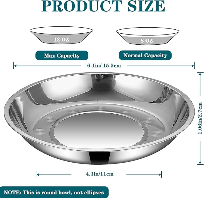 4Packs Cat-Bowls Cat Food Bowl - 6.1 Inch Stainless Steel Cats Feed Bowl for Indoor Cats Shallow and Wide Wet Food Plate Pet Feeding Whisker Fatigue Relief Pet Plate for Kitten Puppy Small Dog