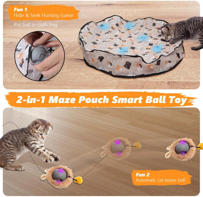 Cat Toys Pack, Interactive Cats Toys for Indoor Cat, Speedy Tail 2.0 Cat Toy, Teaser Feather Mouse Toy for Kittens (20PCS)