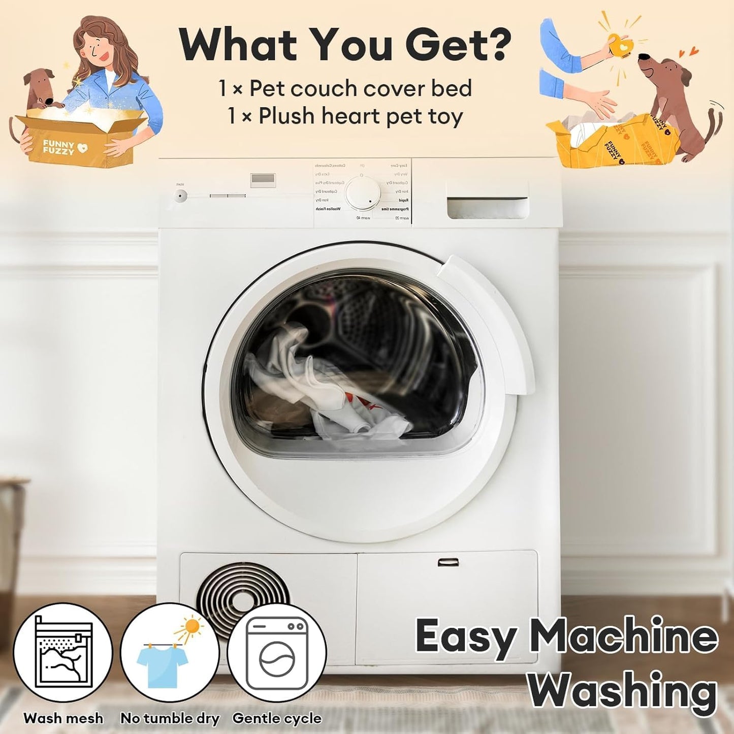 FUNNY FUZZY Pet Fluffy Fuzzy Couch Cover, Calming Washable Dog Bed Sofa Protector Pets Mat for Small Dogs and Cats (Coffee,27.56 × 24.02 × 5.51 in)