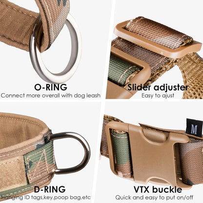 No Pull Dog Harness for Small Medium Large Sized Dogs, Escape Proof Adjustable Dog Harnesses with 2 Patch, Green Camo, S