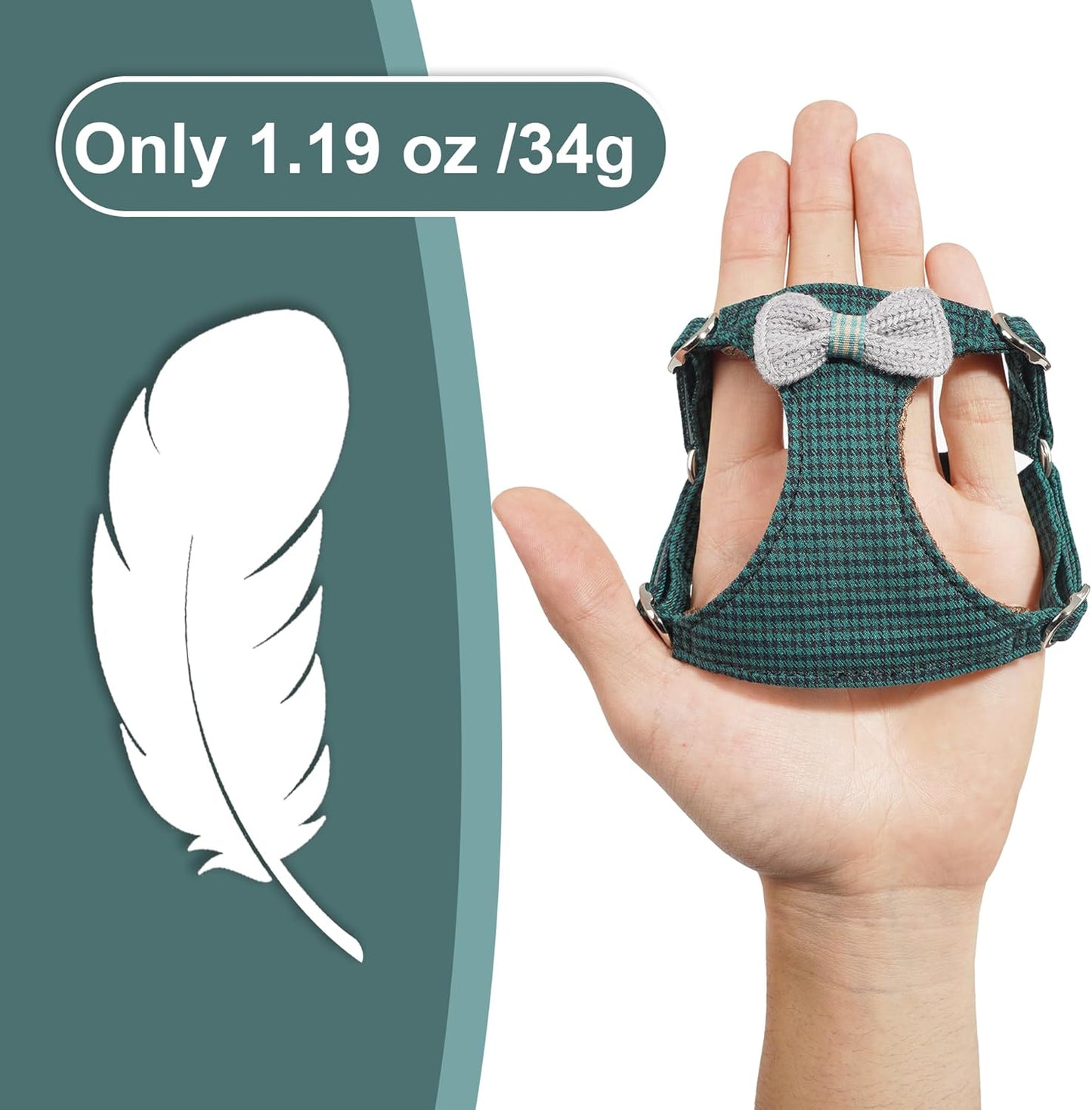 Puppytie No Pull xs Dog Harness with Multifunction Dog Leash,Soft Adjustable No Choke Escape Proof Pet Harness Vest,Knitted Green,XXS