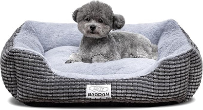 Dog Beds for Medium Large Dogs, Fluffy Cat Beds for Indoor Cats, Calming Pet Bed for Puppy and Kitty, Extra Soft & Machine Washable with Anti-Slip Bottom, Grey, 25inches