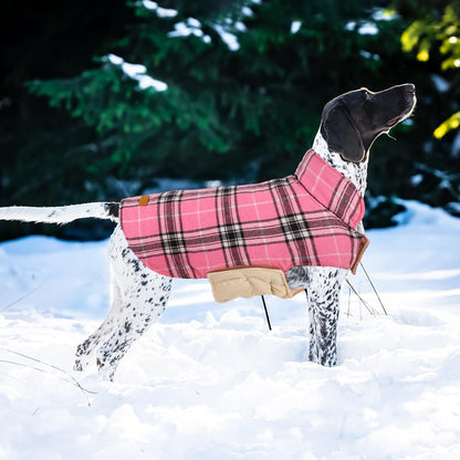 Kuoser Warm Dog Coat, Waterproof Dog Jacket for Extra Large Dogs, Adjustable Durable XL Doggie Winter Coat Reversible Cozy Puppy Cold Weather Apparel from Small to Large Breed, Pink XL