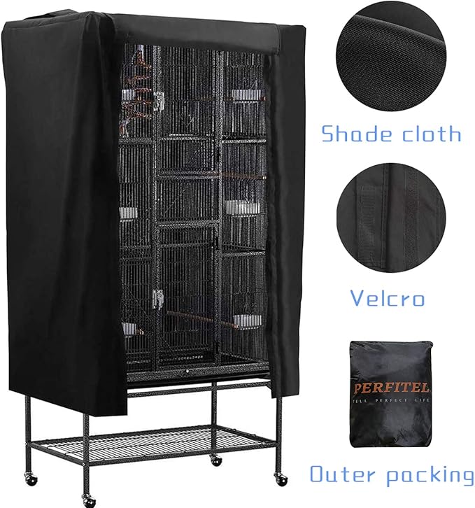 Universal Bird Cage Cover(Black) Good Night Birdcage Cover Black-Out Birdcage Cover Durable Breathable Washable Material