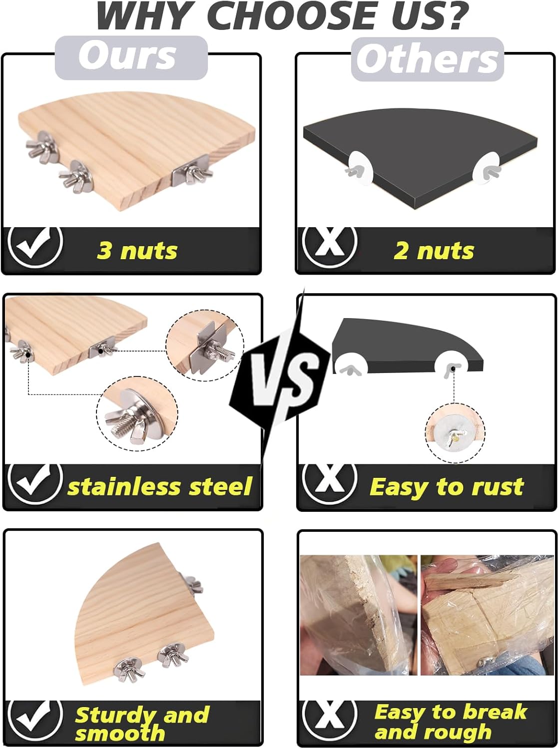 Bird Perch Platform Stand,Wood Perch Bird Platform Parrot Stand Playground Cage Accessories for Small Anminals Rat Hamster Gerbil Rat Mouse Lovebird Finches Conure Budgie Exercise Toy