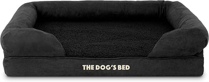 The Dog’s Bed, Medium Black Faux PL, Memory Foam, Pain Relief: Arthritis, Hip & Elbow Dysplasia, Post Surgery, Lameness, Supportive, Calming, Washable Cover
