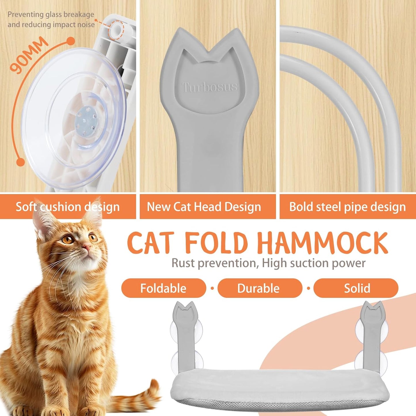 Cat Window Hammock 2-Pack,Foldable Cat Perch with Suction Cups & Metal Frame,Holds up to 40 lbs - Durable & Secure,Features 2-Sided Cushion & Easy Storage for Sunny Lounging(Dark Gray)