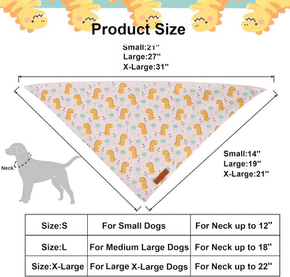 ADOGGYGO Dinosaur Dog Bandanas, Colorful Dino Pattern Pet Scarf, Premium Soft Fabric, Adjustable Fit Dinosaur Bandanas for Medium Large Dogs (Large)