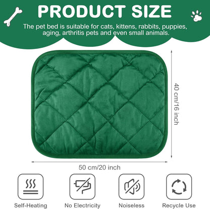 4 Pack Self Heating Cat Pad Self Warming Dog Mat Reflects Body Heat Extra Warm Thermal Pet Pad Washable Dog Cat Bed Crate Bed Mat Blanket(Dark Green,16 x 20 Inch)