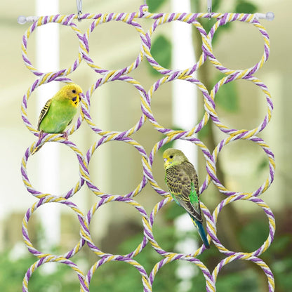 Wontee Bird Rope Climbing Ladder Parrot Hanging Swing Perch for Parakeets Cockatiels Conures Lovebirds Rats (Random Color)