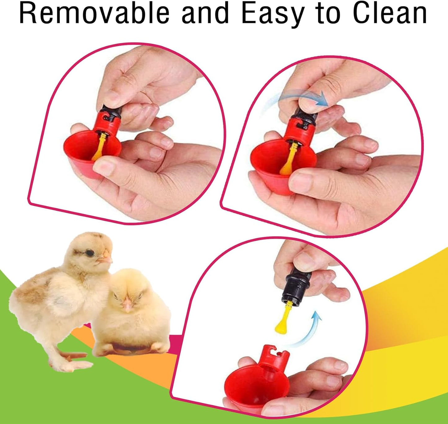 2pcs Automatic Drinker System Chick Water Cups 1L Hanging Automatic Fill Chick Cup Drinker Waterer Used for Cages