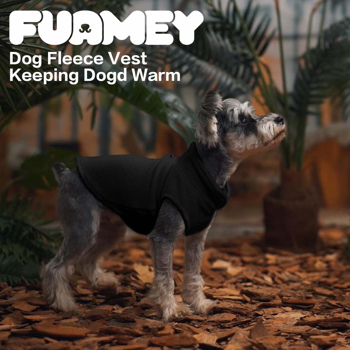 FUAMEY Dog Fleece Vest for Small Dogs,Warm Stretchy Dog Sweatshirts Pullover with Leash Hole Dogs Sweater Soft Pet Turtleneck Cozy Pet Vest Lightweight Sleeveless Black S