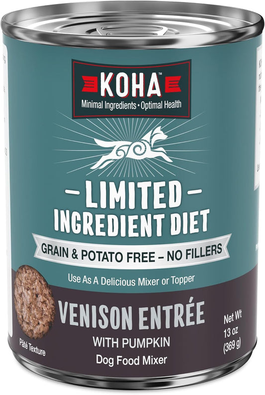KOHA Limited Ingredient Diet Venison Entrée for Dogs - Grain Free Wet Dog Food with No Fillers - Sensitive Stomach Venison Dog Food, 13 oz - Trial Pack (3 Cans)